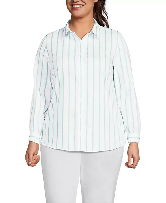 Рубашка без глажки на пуговицах Plus Size Lands' End, белый
Рубашка без глажки на пуговицах Plus Size Lands' End, белый