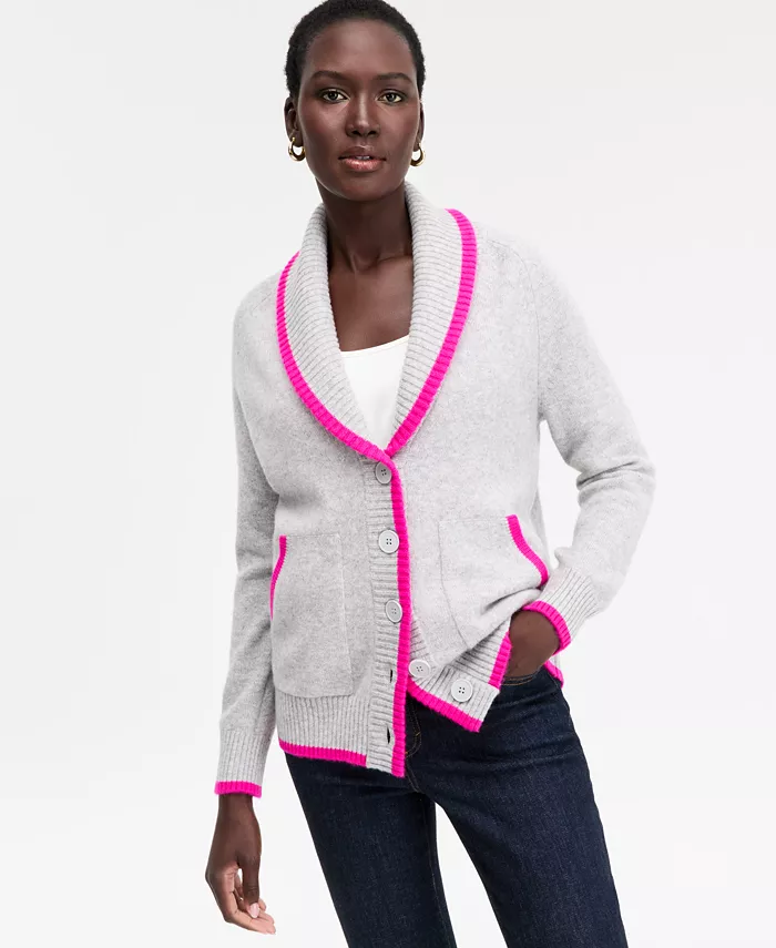 Женский кардиган бойфренда из 100% кашемира с шалевым воротником Charter Club, серый
Женский кардиган бойфренда из 100% кашемира с шалевым воротником Charter Club, серый