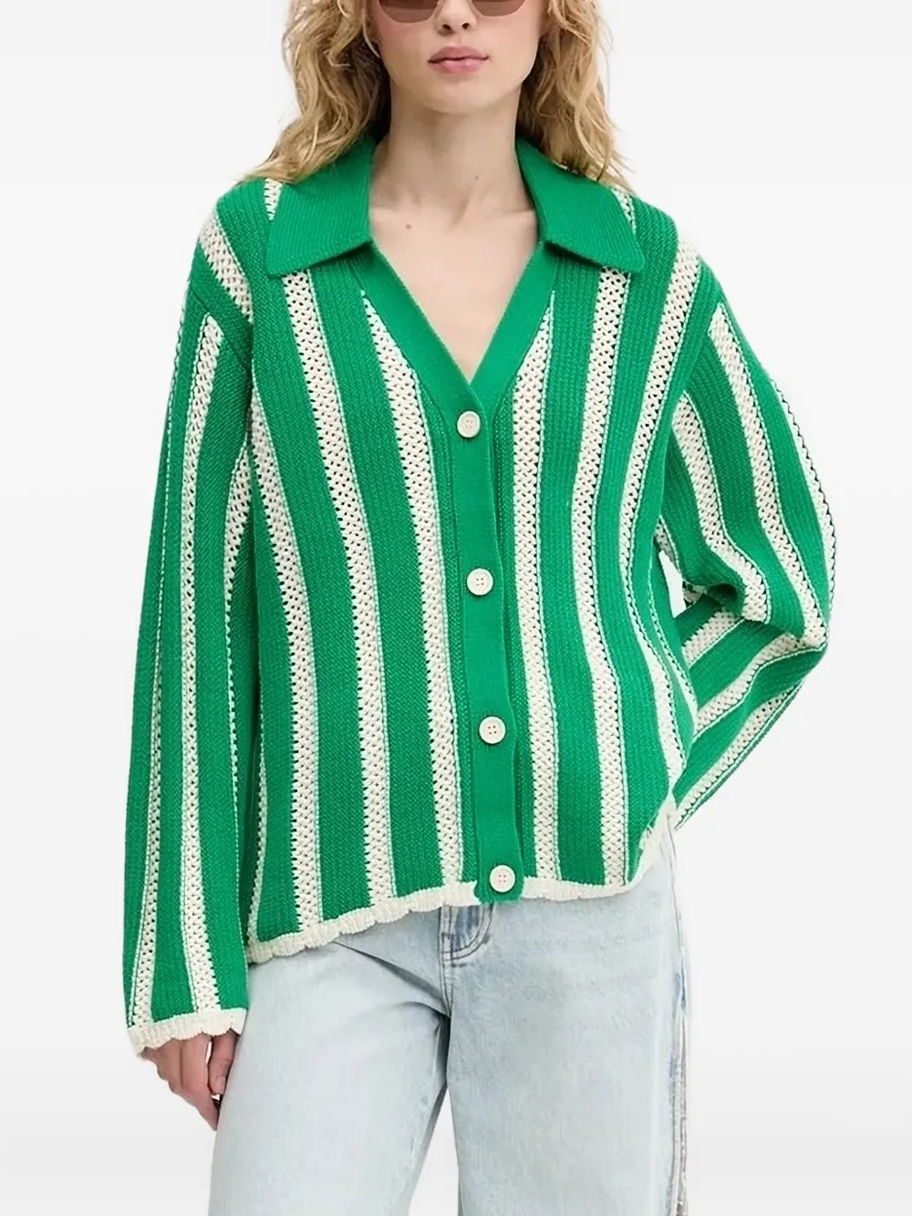 Полосатый кардиган на пуговицах Stine Goya, зеленый
Полосатый кардиган на пуговицах Stine Goya, зеленый