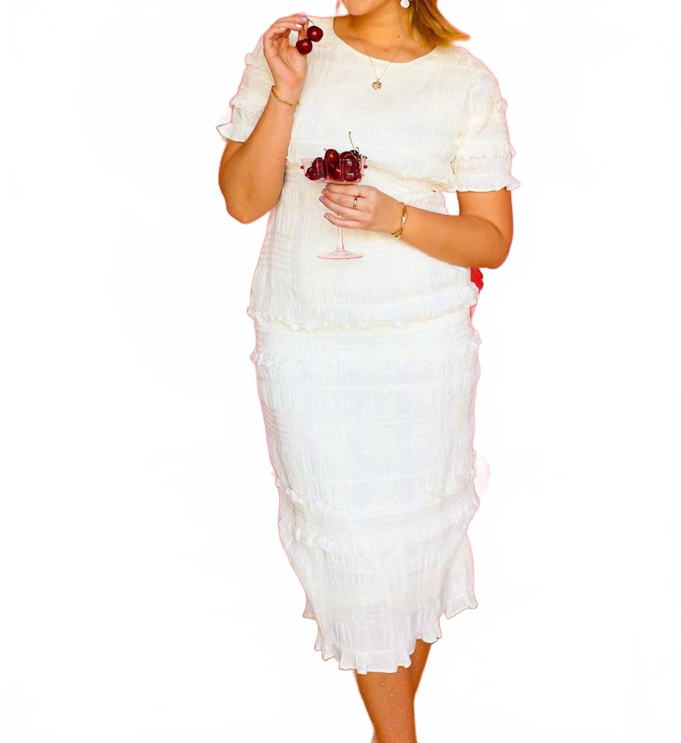 Элегантное кремовое платье с рюшами MABLE 
Элегантное кремовое платье с рюшами MABLE