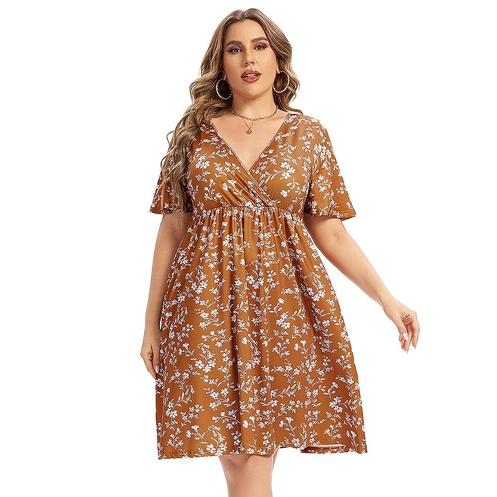 Женское короткое платье больших размеров с V-образным вырезом и короткими рукавами и рюшами по краю MISSKY, цвет Yellow White
Женское короткое платье больших размеров с V-образным вырезом и короткими рукавами и рюшами по краю MISSKY, цвет Yellow White