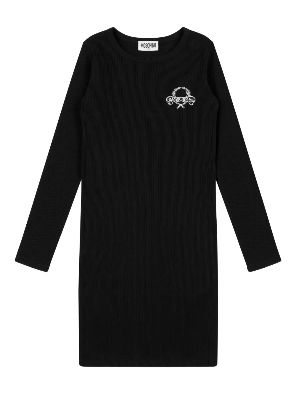 Платье с длинными рукавами и вышивкой Moschino Kids, черный 
Платье с длинными рукавами и вышивкой Moschino Kids, черный