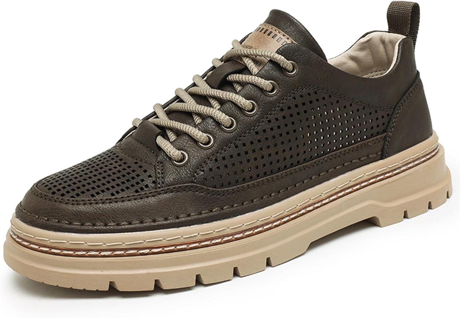 Кроссовки Netehadi Mens Mid Top Hollow с дышащей кожей и шнуровкой, модные, с круглым носком, на платформе, противоскользящие, спортивные обувь для прогулок, вождения и повседневного использования на улице, хаки
Кроссовки Netehadi Mens Mid Top Hollow с дышащей кожей и шнуровкой, модные, с круглым носком, на платформе, противоскользящие, спортивные обувь для прогулок, вождения и повседневного использования на улице, хаки