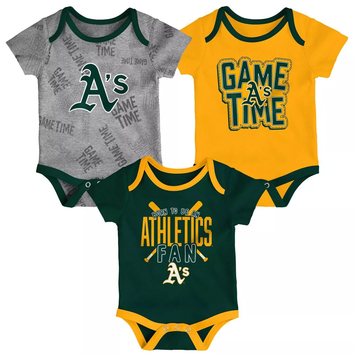 Комплект боди из трех частей Game Time для новорожденных и младенцев Oakland Athletics зеленый/золотой/серый с меланжевой отделкой Outerstuff
Комплект боди из трех частей Game Time для новорожденных и младенцев Oakland Athletics зеленый/золотой/серый с меланжевой отделкой Outerstuff