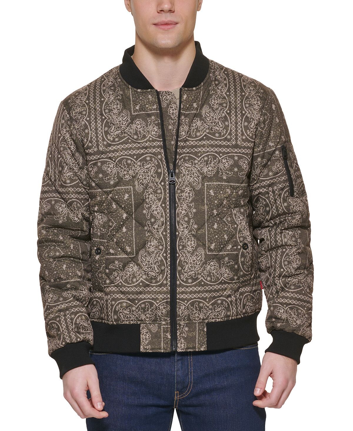 Мужская стеганая модная куртка-бомбер Levi's, Серый, Мужская стеганая модная куртка-бомбер Levi's 
Мужская стеганая модная куртка-бомбер Levi's, Серый, Мужская стеганая модная куртка-бомбер Levi's