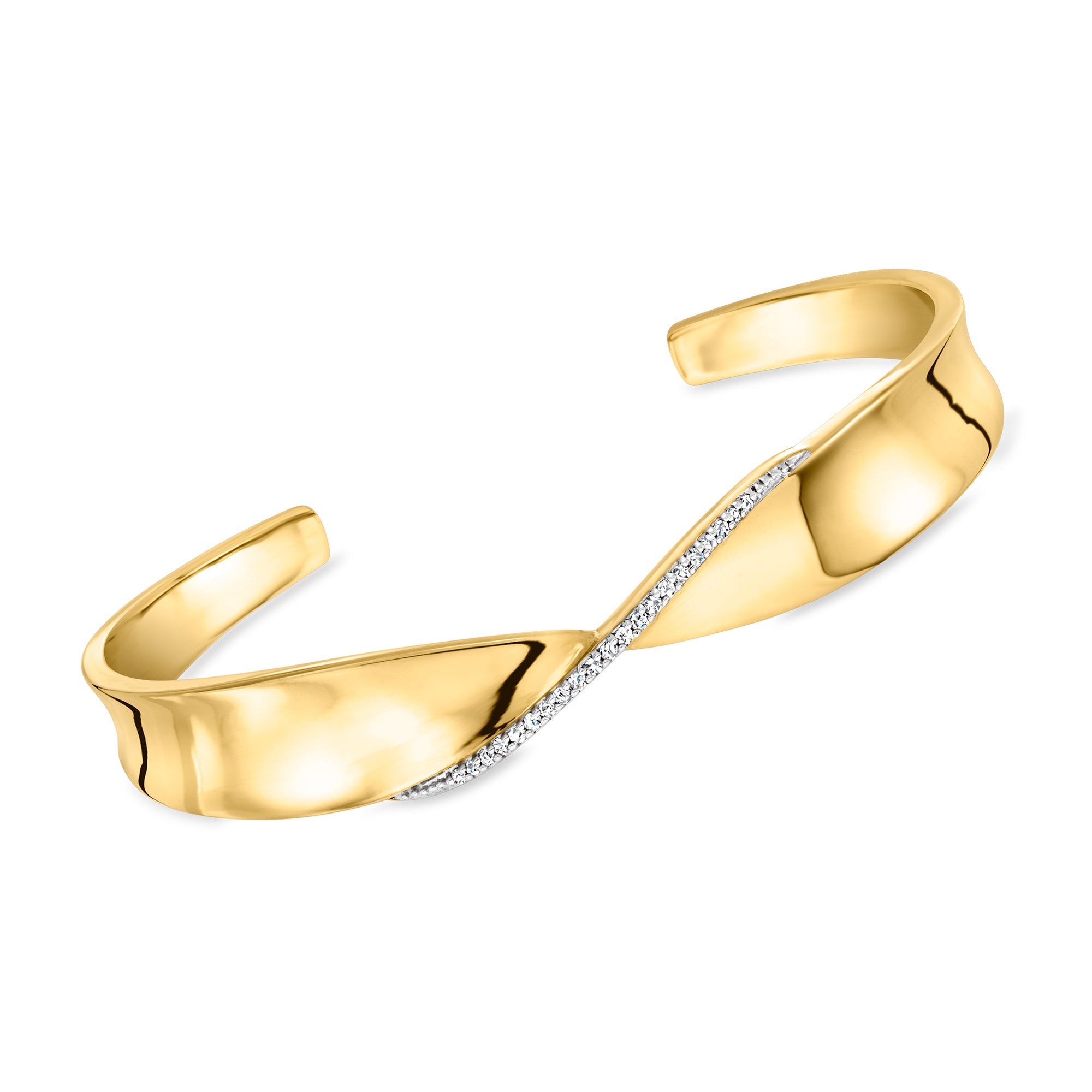 Браслет-манжета Ross-Simons Diamond Twisted из 18-каратного золота поверх стерлингового серебра Ross-Simons, 7 In
Браслет-манжета Ross-Simons Diamond Twisted из 18-каратного золота поверх стерлингового серебра Ross-Simons, 7 In