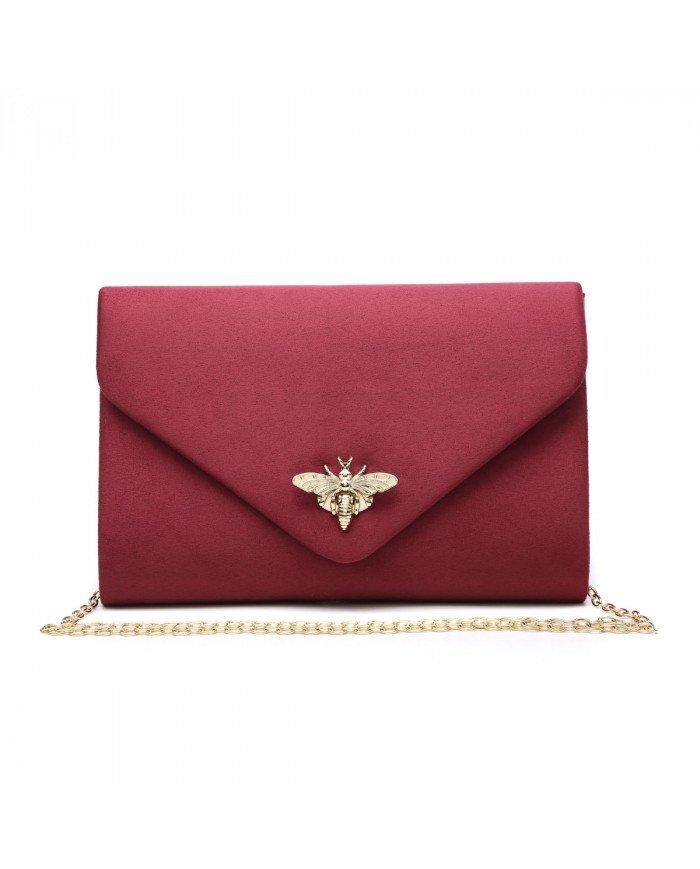 Замшевый клатч с застежкой Bee Lock JFY, красный 
Замшевый клатч с застежкой Bee Lock JFY, красный