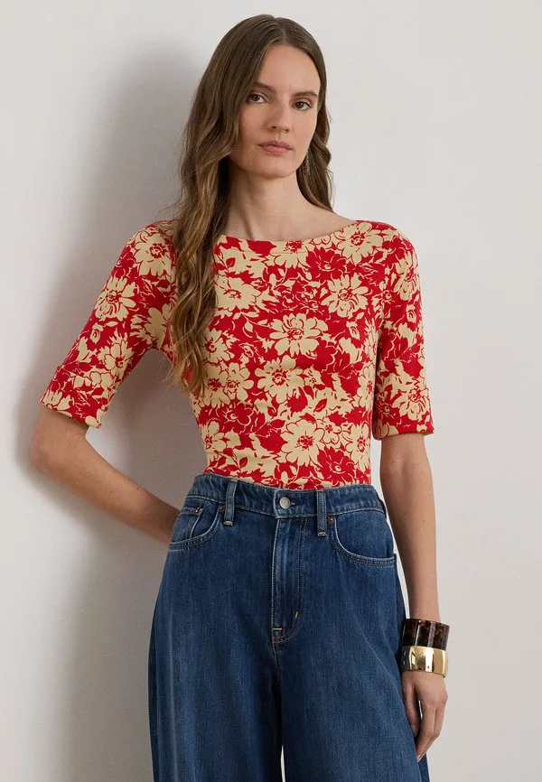 Футболка с цветочным принтом из эластичного хлопка с вырезом-лодочкой Lauren Ralph Lauren, Red/Beige, Красный, Футболка с цветочным принтом из эластичного хлопка с вырезом-лодочкой Lauren Ralph Lauren, Red/Beige
Футболка с цветочным принтом из эластичного хлопка с вырезом-лодочкой Lauren Ralph Lauren, Red/Beige, Красный, Футболка с цветочным принтом из эластичного хлопка с вырезом-лодочкой Lauren Ralph Lauren, Red/Beige