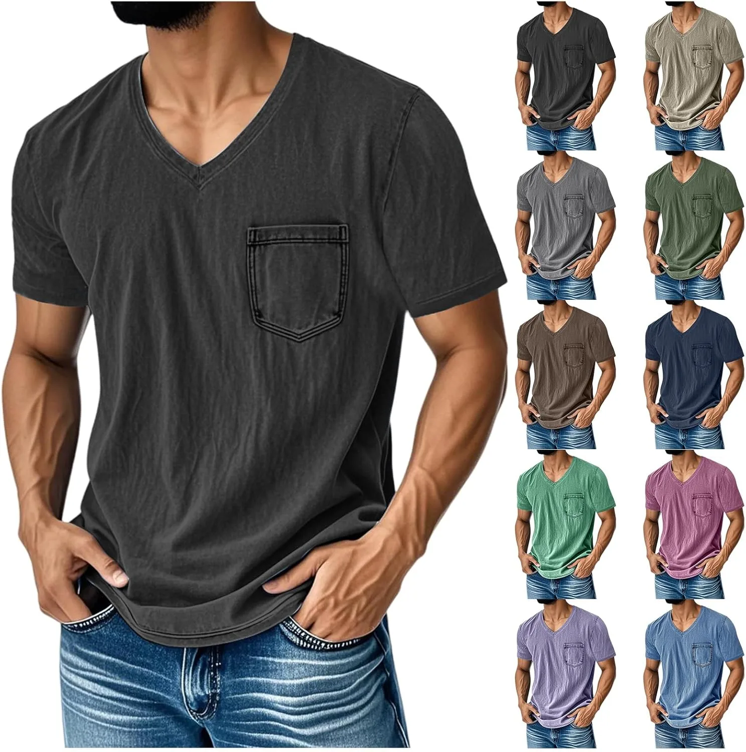 Футболка с V-образным вырезом Vintage, короткий рукав, летняя Thatrich
Футболка с V-образным вырезом Vintage, короткий рукав, летняя Thatrich