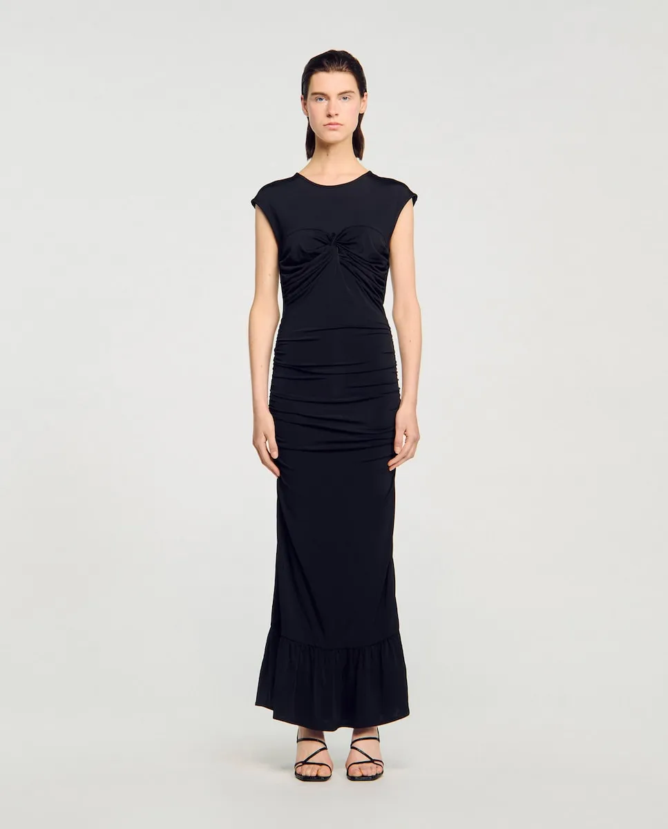 Длинное драпированное платье Sandro, черный
Длинное драпированное платье Sandro, черный