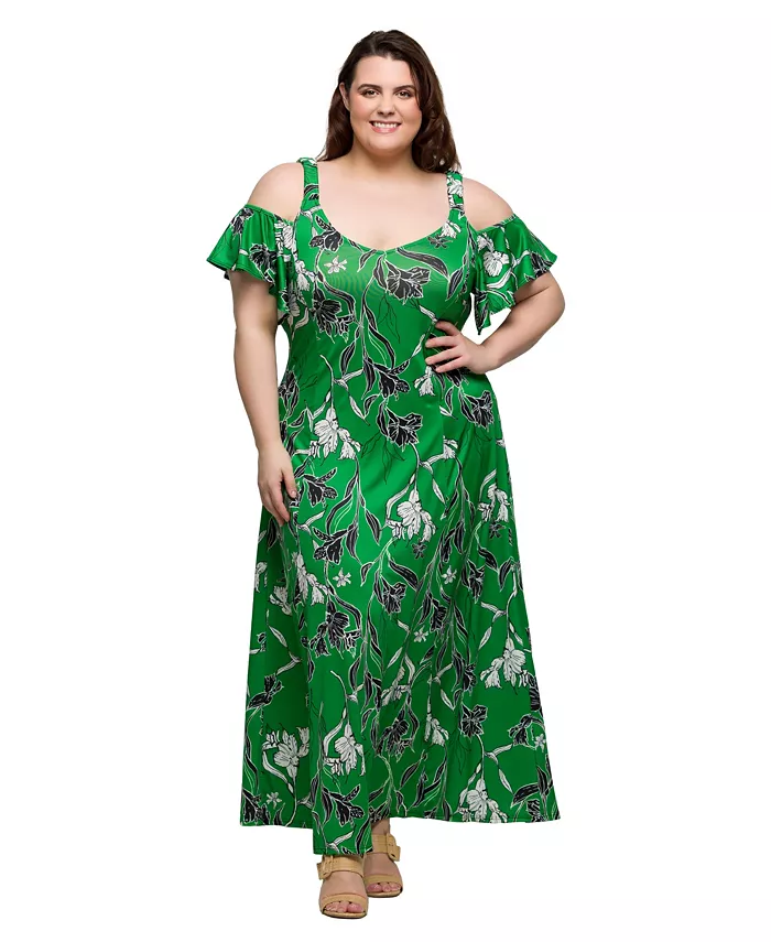 Платье макси А-силуэта больших размеров с открытыми плечами и оборками на рукавах 24seven Comfort Apparel, зеленый
Платье макси А-силуэта больших размеров с открытыми плечами и оборками на рукавах 24seven Comfort Apparel, зеленый