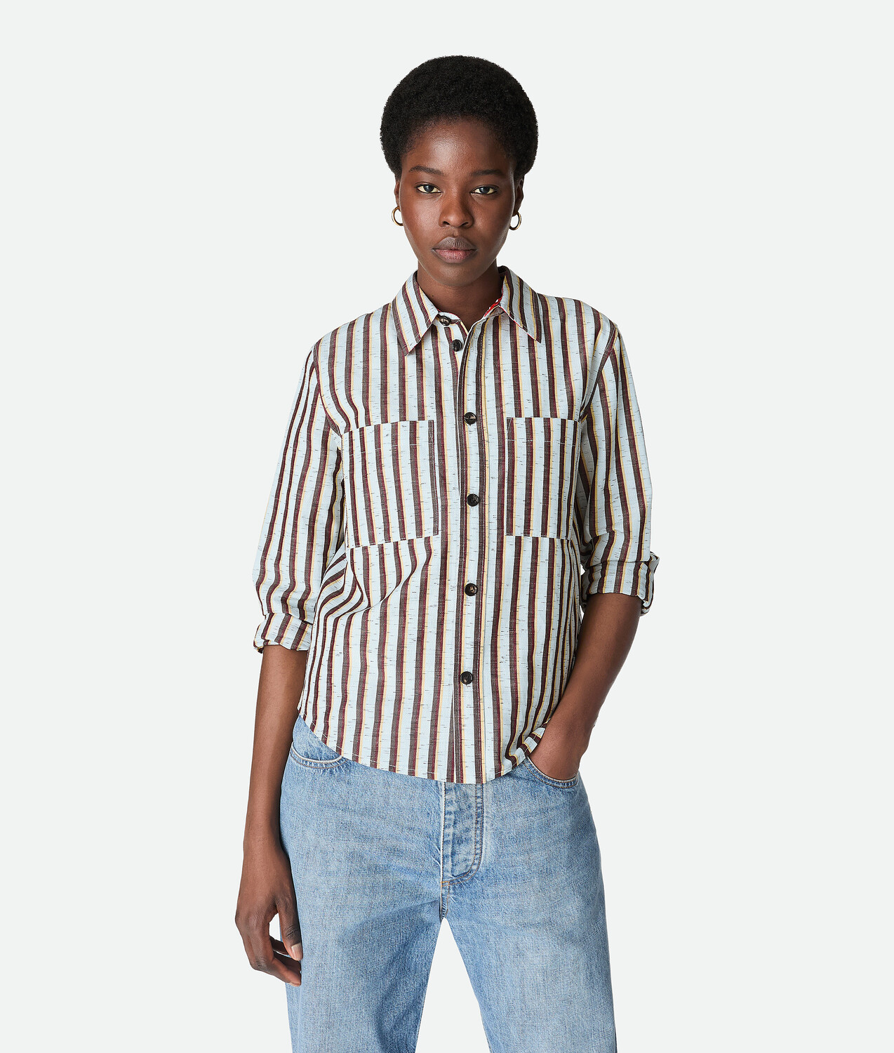 Cotton and linen stripe shirt BOTTEGA VENETA, фондан/лава/облако
Cotton and linen stripe shirt BOTTEGA VENETA, фондан/лава/облако