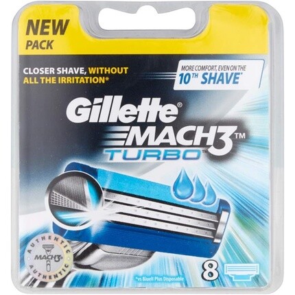 Мужские лезвия для бритвы Mach3 Turbo, 8 шт., Gillette
Мужские лезвия для бритвы Mach3 Turbo, 8 шт., Gillette