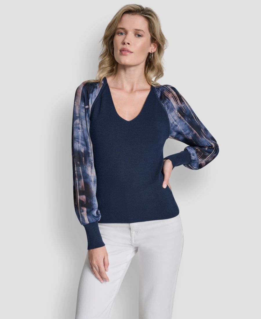 Женская блузка с длинными рукавами и V-образным вырезом DKNY, Hudson Blue/hudson Lights
Женская блузка с длинными рукавами и V-образным вырезом DKNY, Hudson Blue/hudson Lights