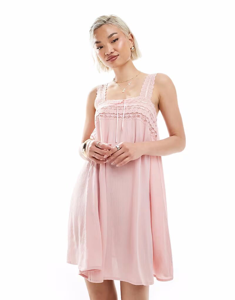 Мини-платье Miss Selfridge из хлопчатобумажной ткани с кружевной отделкой цвета Dusty Pink
Мини-платье Miss Selfridge из хлопчатобумажной ткани с кружевной отделкой цвета Dusty Pink