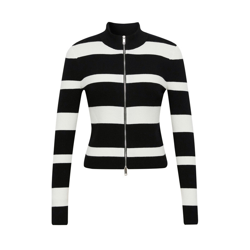 Кардиган Deep Breath в полоску с длинными рукавами и двойной молнией, черный
Кардиган Deep Breath в полоску с длинными рукавами и двойной молнией, черный