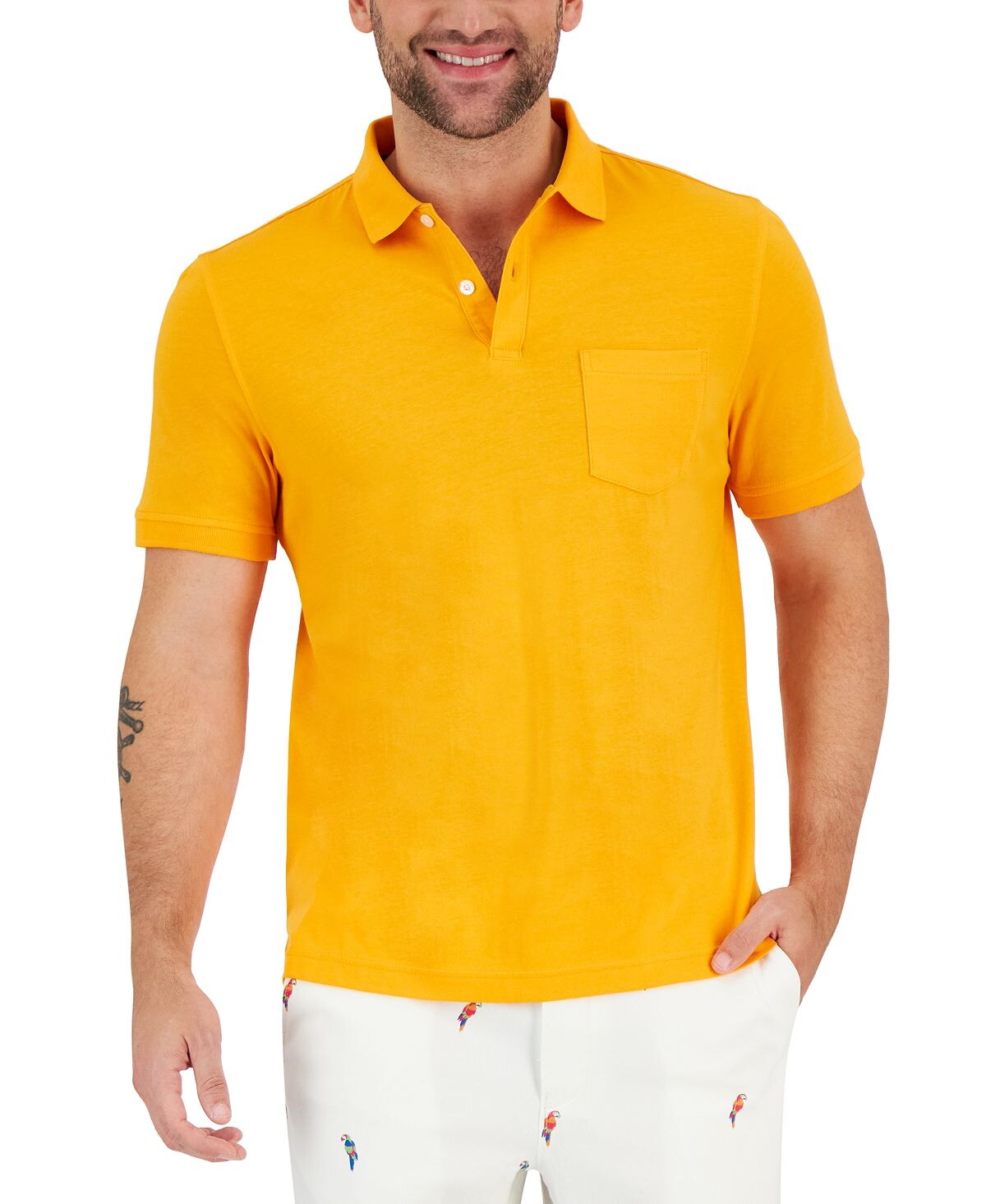 Мужская однотонная рубашка-поло из джерси с карманом Club Room
Мужская однотонная рубашка-поло из джерси с карманом Club Room