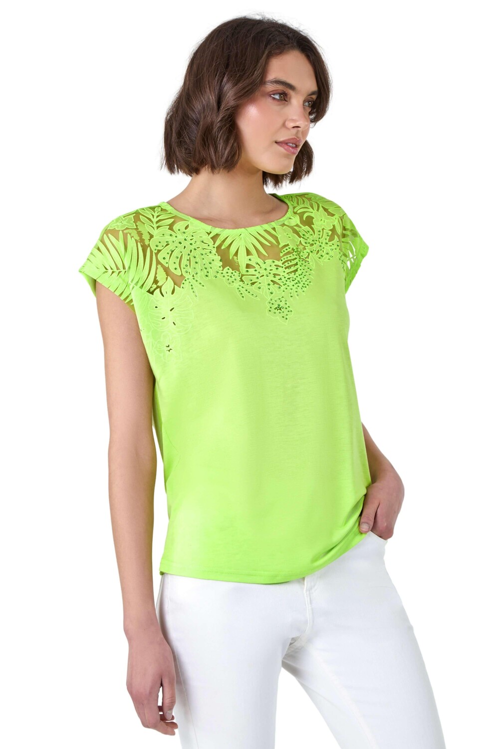 Украшенная футболка с вырезами и принтом ладони Roman, зеленый
Украшенная футболка с вырезами и принтом ладони Roman, зеленый