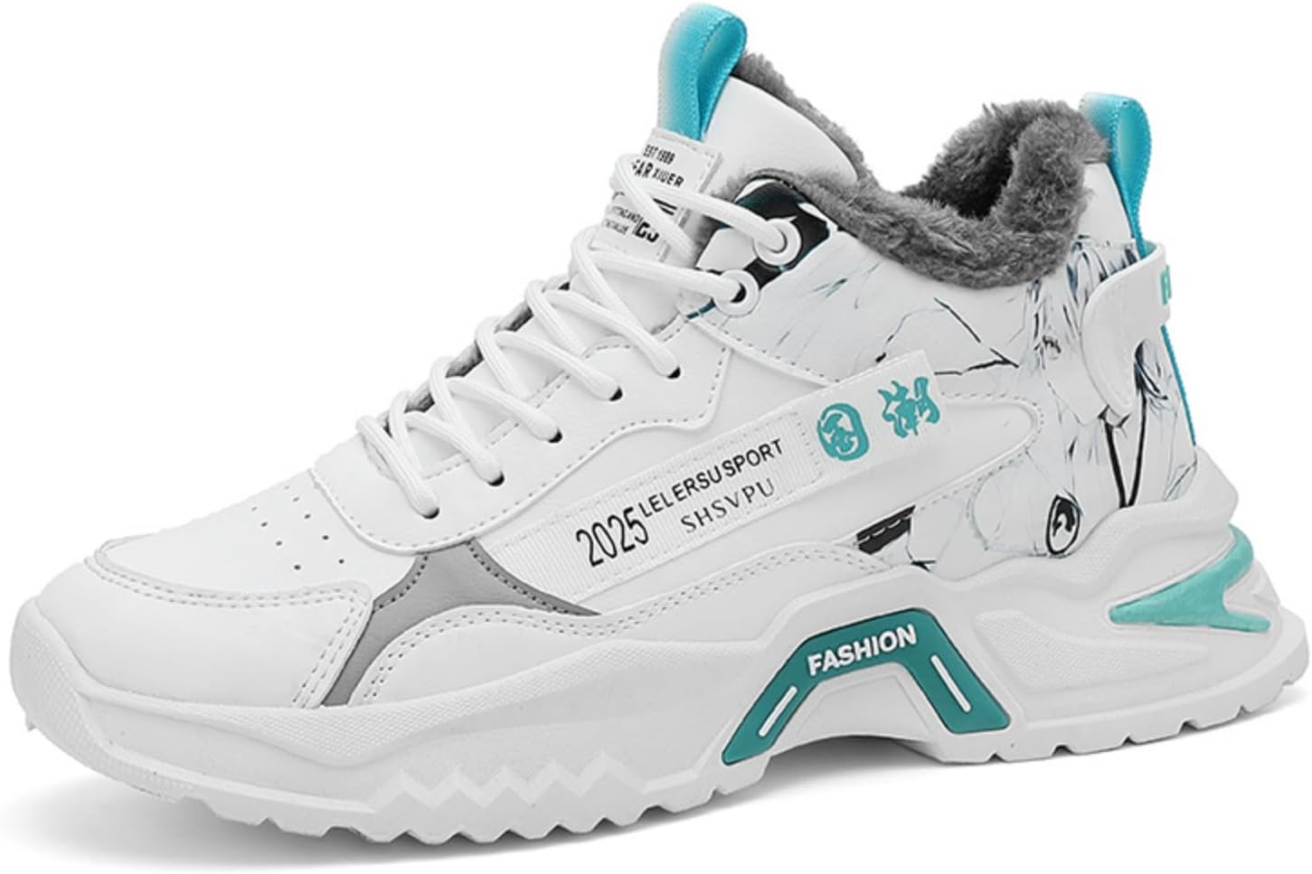 Мужские зимние кроссовки высокие - с флисовой подкладкой для тепла, с графическим принтом, с амортизированной нескользящей подошвой, стильная повседневная обувь для ежедневной носки и активного отдыха Khwfjas, белый/синий
Мужские зимние кроссовки высокие - с флисовой подкладкой для тепла, с графическим принтом, с амортизированной нескользящей подошвой, стильная повседневная обувь для ежедневной носки и активного отдыха Khwfjas, белый/синий