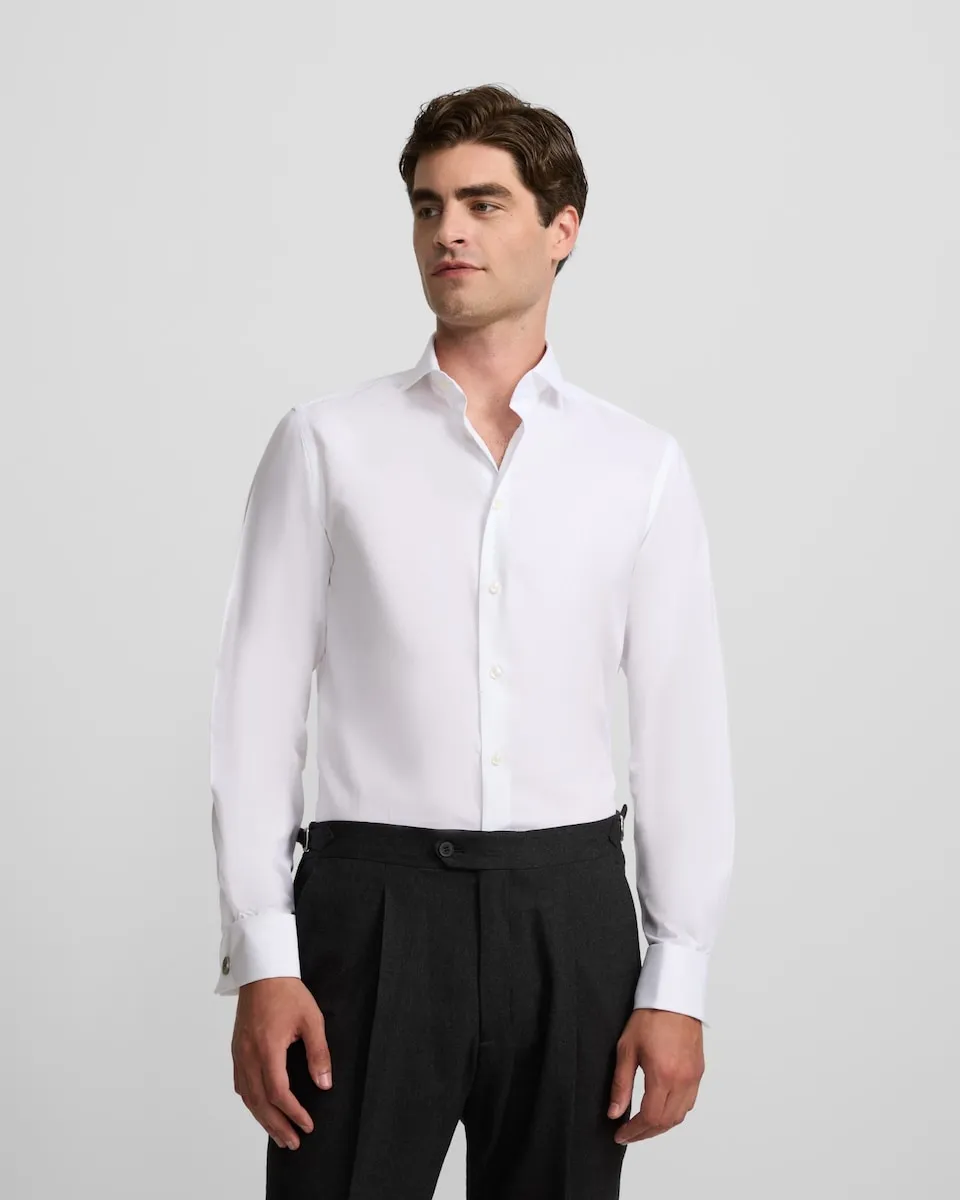 Мужская рубашка в елочку с двойными манжетами Silbon, белый 
Мужская рубашка в елочку с двойными манжетами Silbon, белый