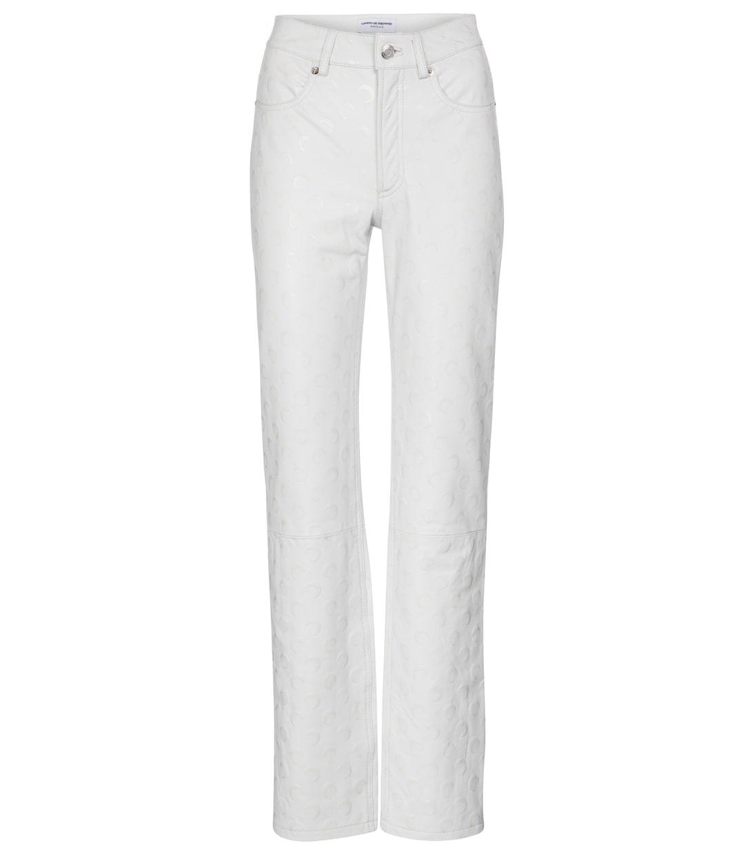 Прямые брюки из тисненой кожи Marine Serre, белый
Прямые брюки из тисненой кожи Marine Serre, белый