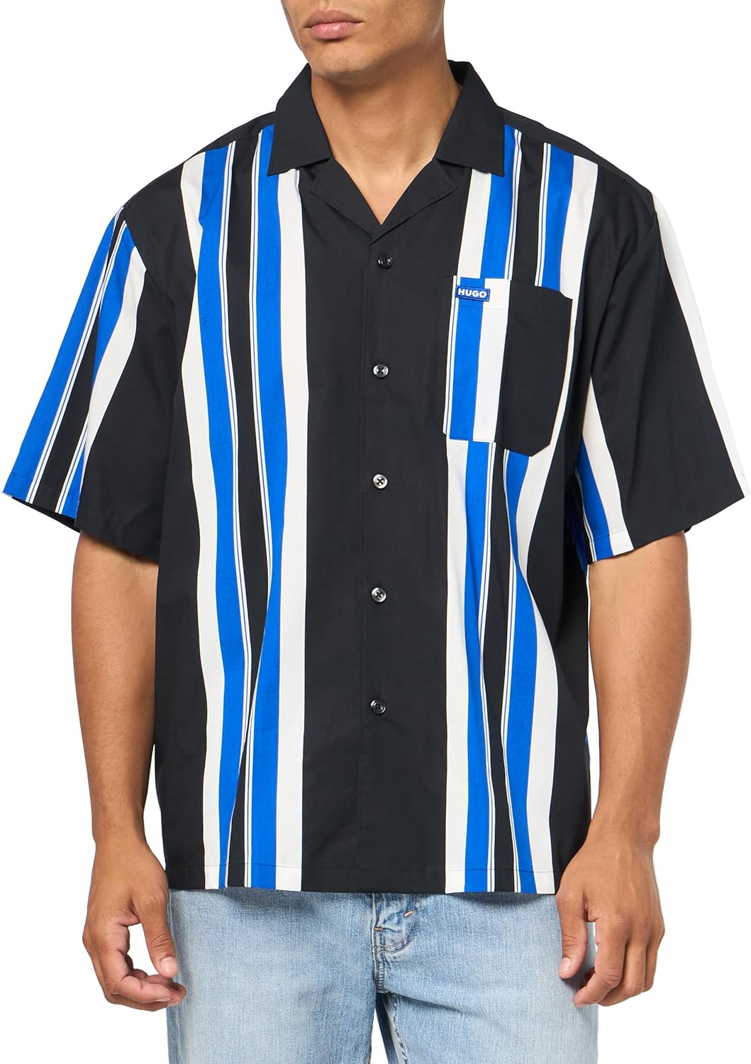 HUGO Мужская рубашка с коротким рукавом и принтом, Black Stripe
HUGO Мужская рубашка с коротким рукавом и принтом, Black Stripe