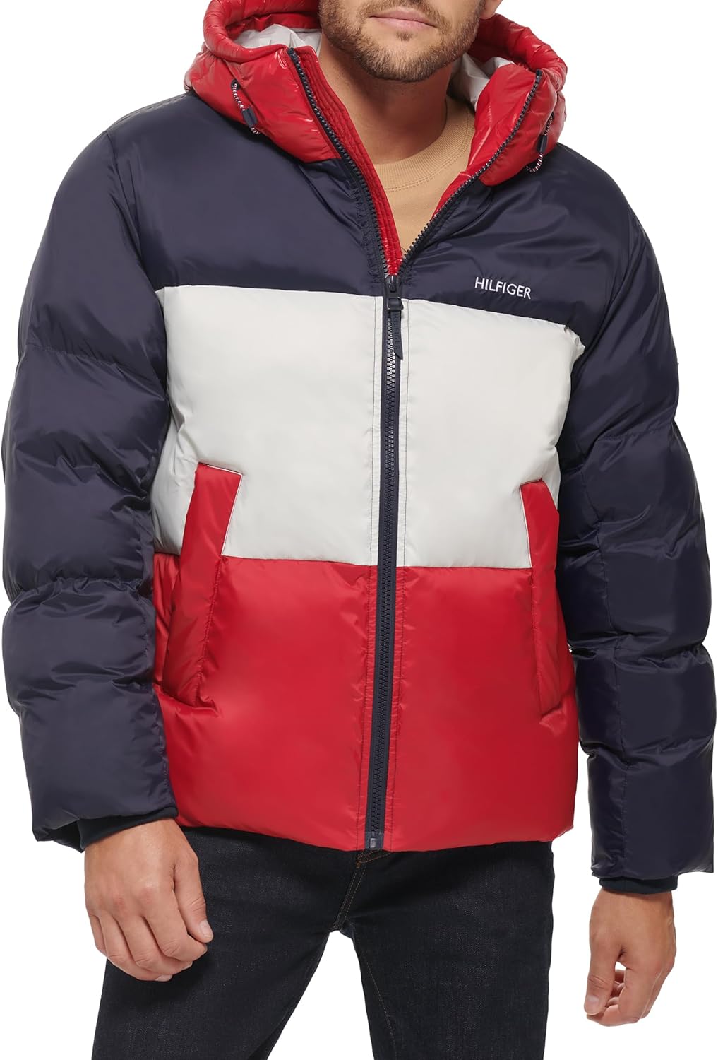 Мужская стеганая куртка-пуховик Tommy Hilfiger Mens свободного кроя, Midnight/Ice/Red
Мужская стеганая куртка-пуховик Tommy Hilfiger Mens свободного кроя, Midnight/Ice/Red