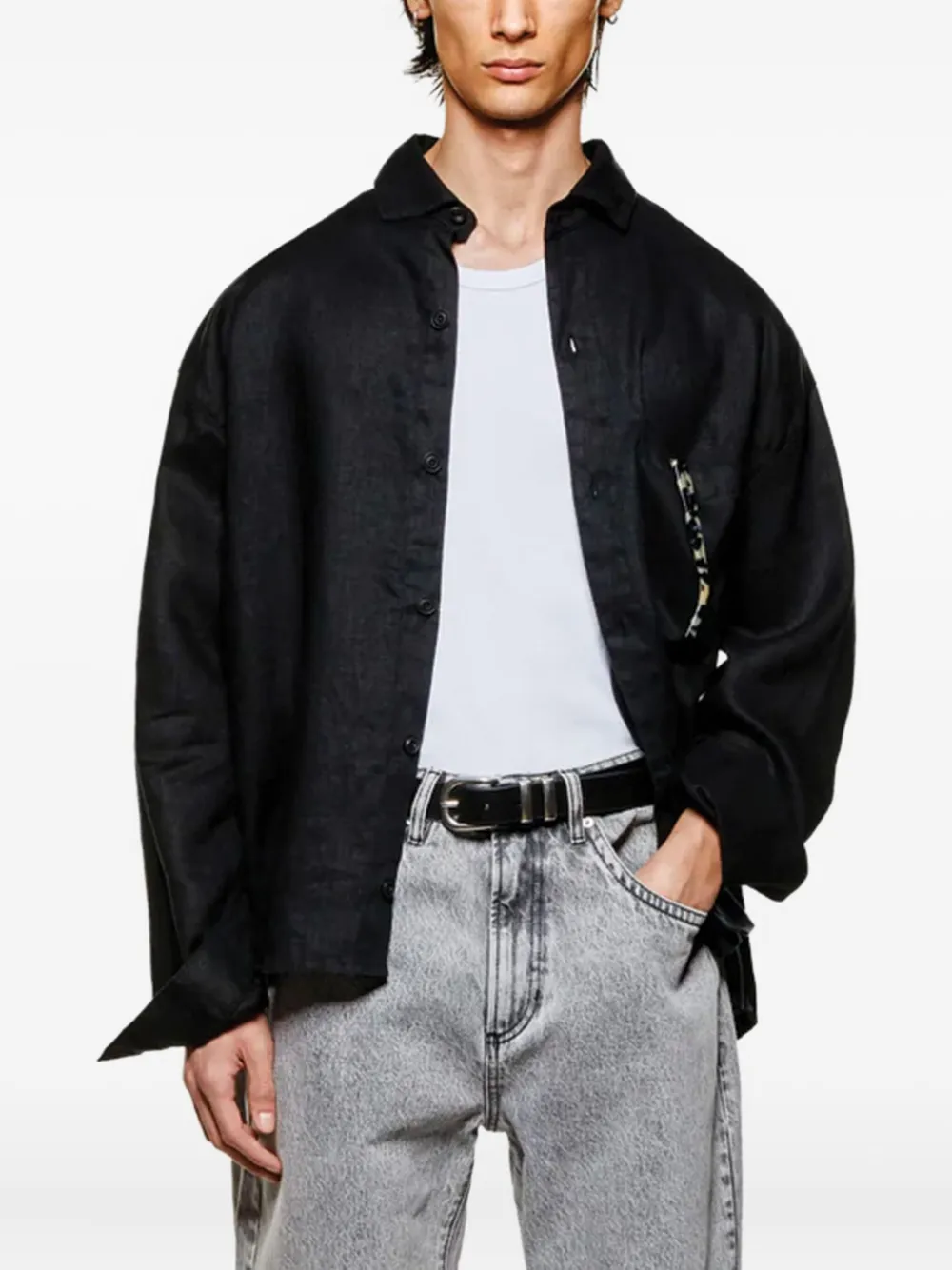 Льняная рубашка с вышитым логотипом MKI Miyuki Zoku, черный
Льняная рубашка с вышитым логотипом MKI Miyuki Zoku, черный