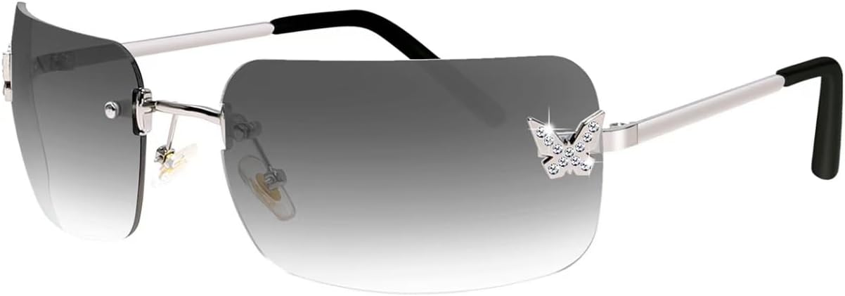 Солнцезащитные очки без оправы, квадратные солнцезащитные очки, модные женские солнцезащитные очки, очки в стиле панк с бриллиантами и бабочками, защита от УФ-излучения UV400 DMMWCX, Gray
Солнцезащитные очки без оправы, квадратные солнцезащитные очки, модные женские солнцезащитные очки, очки в стиле панк с бриллиантами и бабочками, защита от УФ-излучения UV400 DMMWCX, Gray