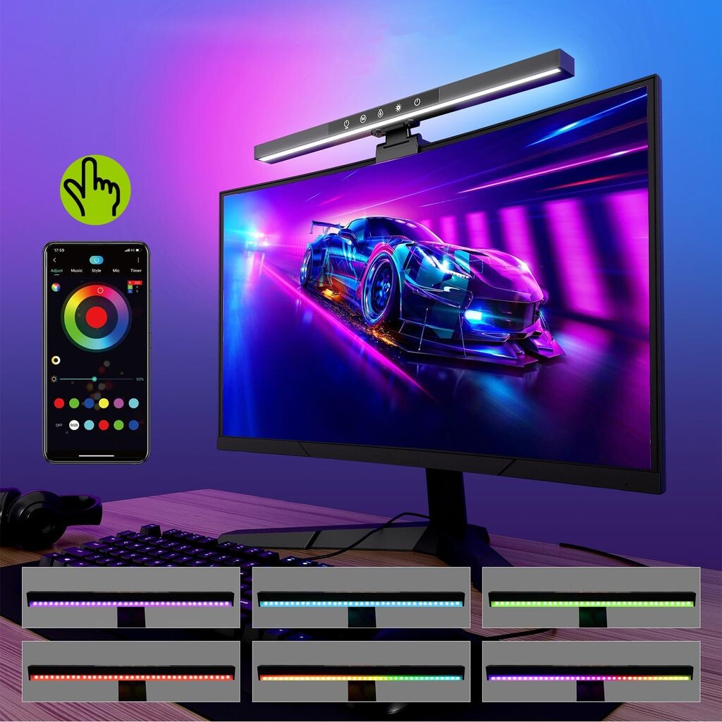 Лампа для монитора RGB USB Touch Управление через приложение Bluetooth, настольная лампа с зажимом и регулировкой яркости, таймер светодиодной подсветки телевизора 10 Вт, световая панель монитора для игр в офисе Rosikey, черный
Лампа для монитора RGB USB Touch Управление через приложение Bluetooth, настольная лампа с зажимом и регулировкой яркости, таймер светодиодной подсветки телевизора 10 Вт, световая панель монитора для игр в офисе Rosikey, черный