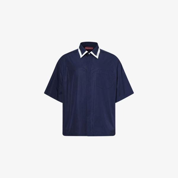 Рубашка оверсайз Gucci с контрастным воротником, синий
Рубашка оверсайз Gucci с контрастным воротником, синий
