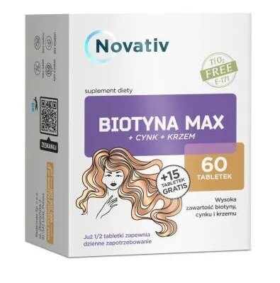 Novativ, Биотин Макс + Цинк + Кремний, 75 таб.
Novativ, Биотин Макс + Цинк + Кремний, 75 таб.