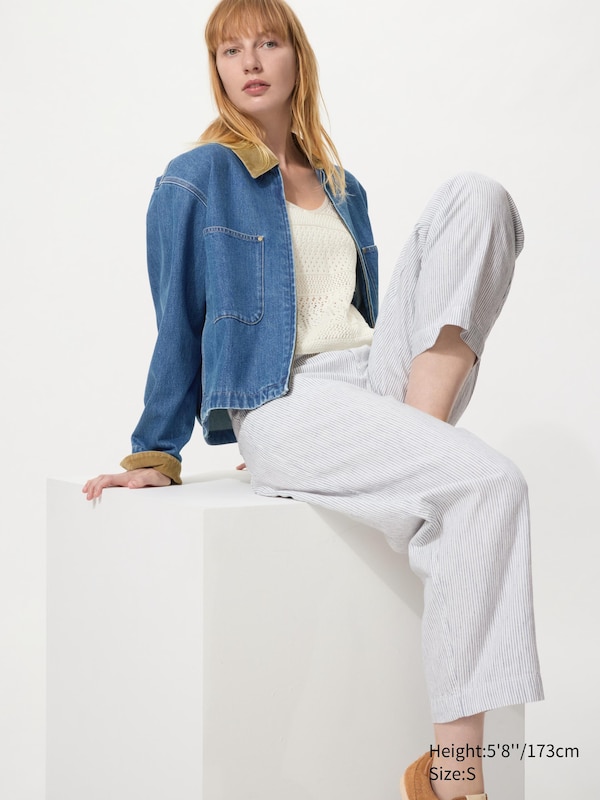 Зауженные брюки из льна и хлопка (в полоску) Uniqlo, 00 white
Зауженные брюки из льна и хлопка (в полоску) Uniqlo, 00 white