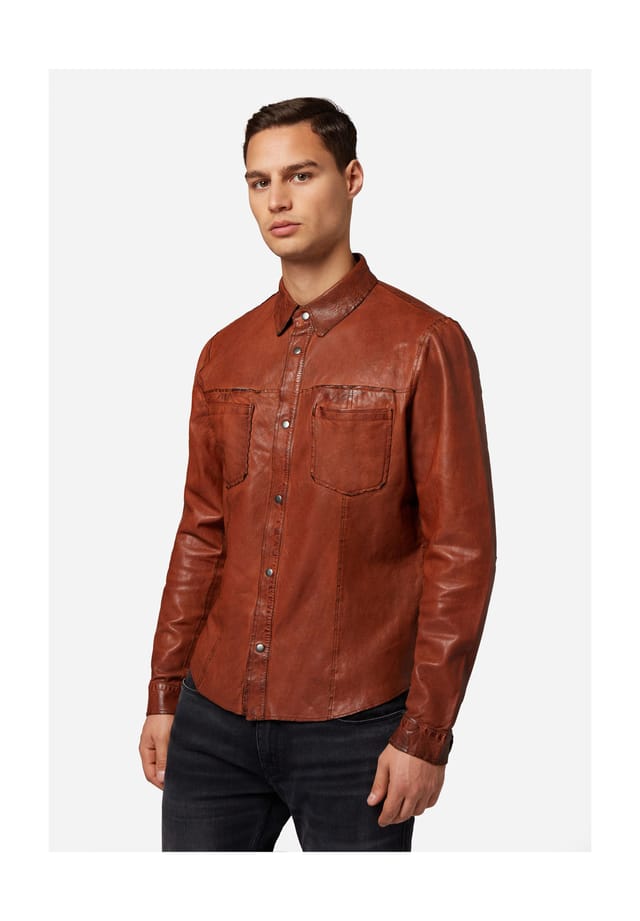 Кожаная рубашка - обратная рубашка двусторонняя кожаная рубашка Ricano, цвет cognac
Кожаная рубашка - обратная рубашка двусторонняя кожаная рубашка Ricano, цвет cognac