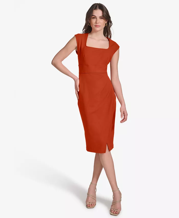 Женское платье-футляр с квадратным вырезом Calvin Klein, коричневый
Женское платье-футляр с квадратным вырезом Calvin Klein, коричневый