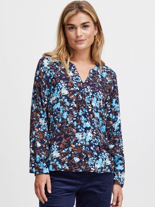 Блузка с длинными рукавами Fransa, синий 
Блузка с длинными рукавами Fransa, синий