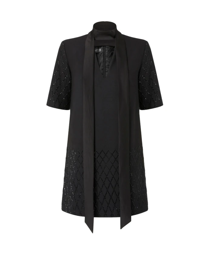 Платье с украшениями из драгоценных камней и высоким воротником. Pinko, черный
Платье с украшениями из драгоценных камней и высоким воротником. Pinko, черный