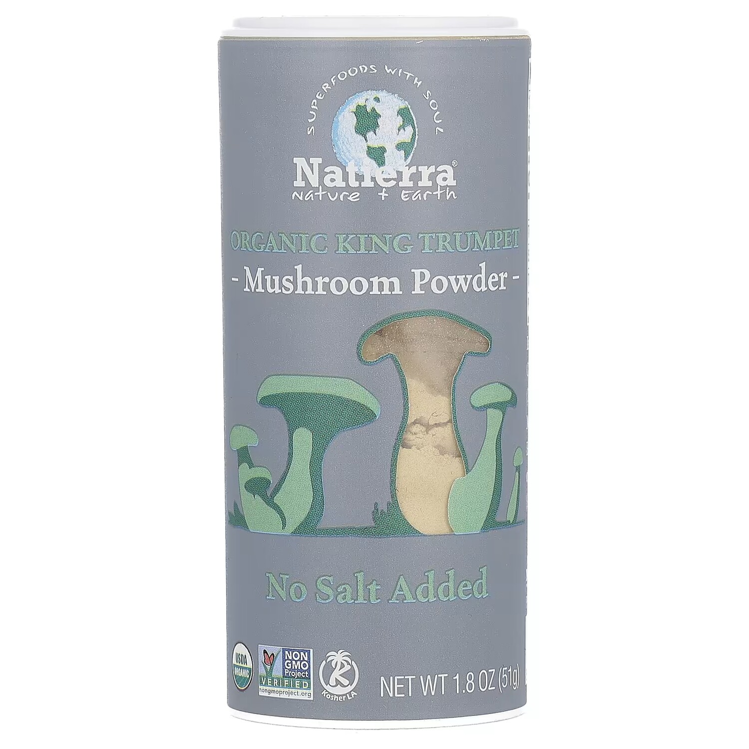 Шейкер для порошка Natierra Organic King Trumpet Mushroom, 51 г 
Шейкер для порошка Natierra Organic King Trumpet Mushroom, 51 г