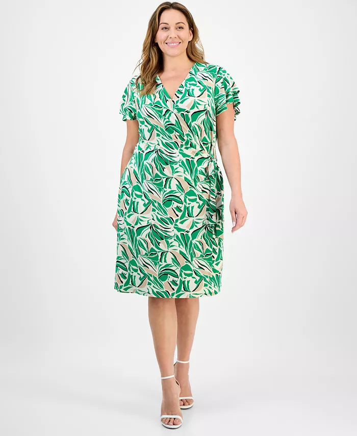 Платье с воланами на рукавах и запахом, большие размеры Anne Klein, зеленый
Платье с воланами на рукавах и запахом, большие размеры Anne Klein, зеленый