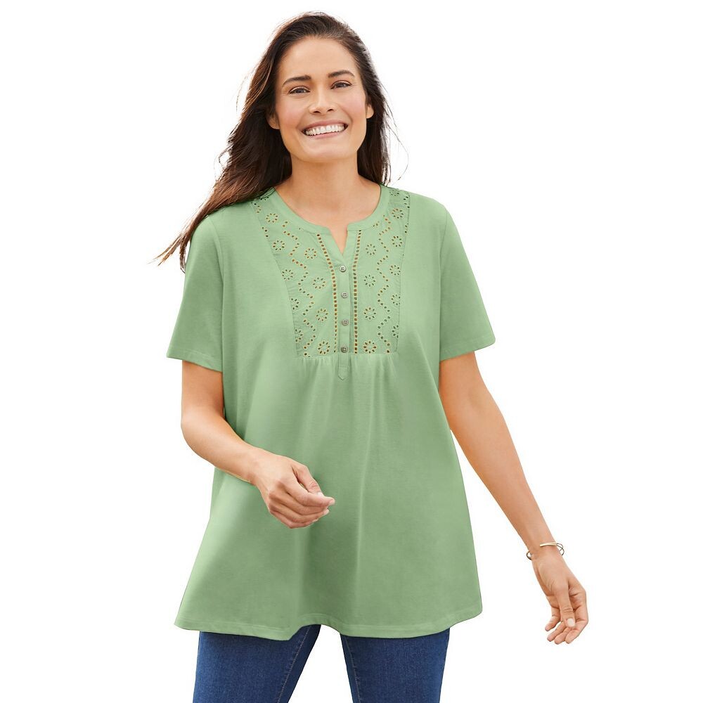 Женщина в женской футболке Henley с люверсами больших размеров Woman Within, цвет Sage
Женщина в женской футболке Henley с люверсами больших размеров Woman Within, цвет Sage