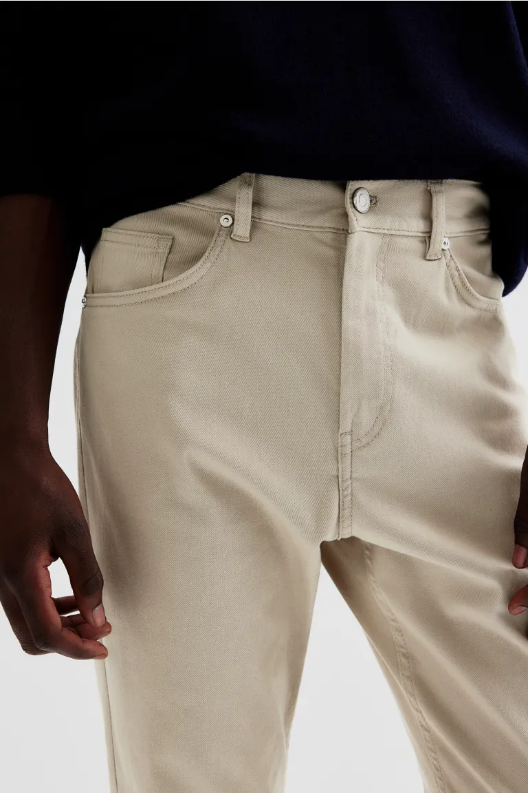 Брюки узкого кроя из хлопкового твила H&M, бежевый
Брюки узкого кроя из хлопкового твила H&M, бежевый
