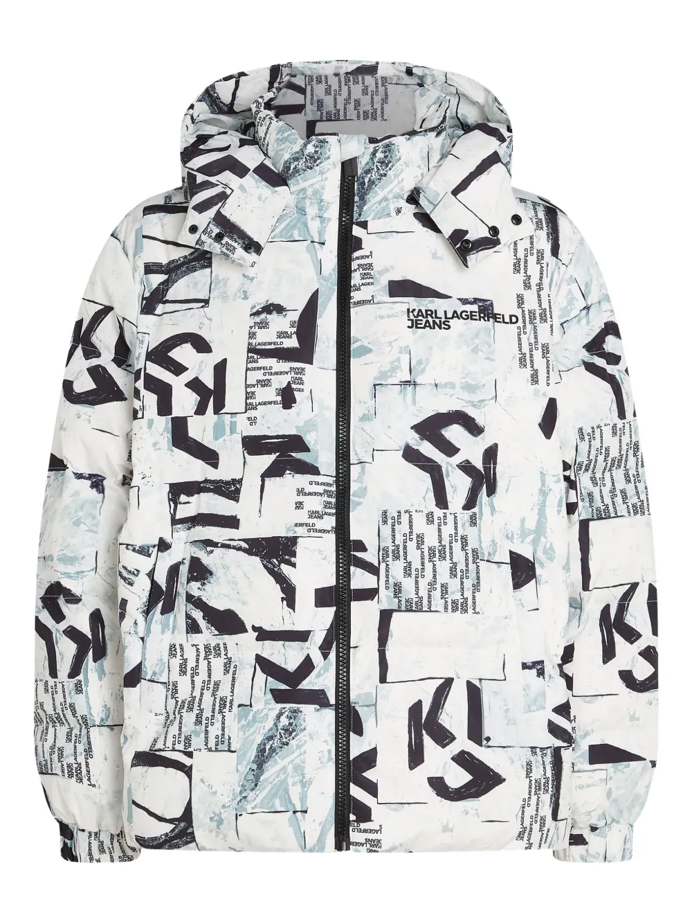 Пуховик с принтом Karl Lagerfeld Jeans, белый 
Пуховик с принтом Karl Lagerfeld Jeans, белый