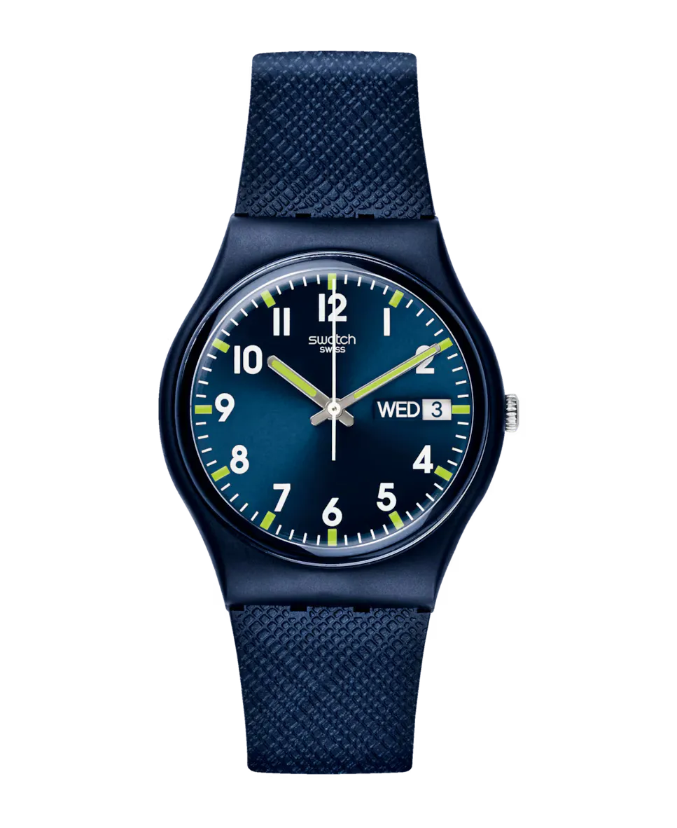 Синие часы Sir с синим ремешком из материала биологического происхождения Swatch
Синие часы Sir с синим ремешком из материала биологического происхождения Swatch