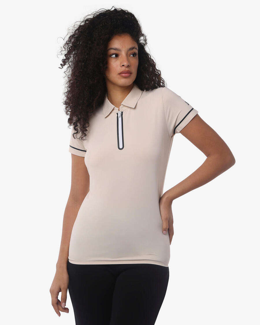 JAKED Женская футболка-поло цвета экрю из синтетического материала для фитнеса
JAKED Женская футболка-поло цвета экрю из синтетического материала для фитнеса