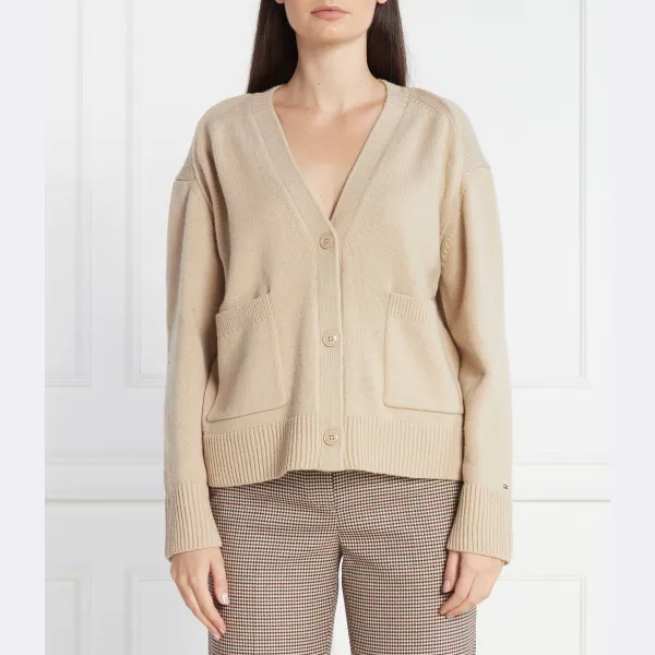 Кардиган свободного кроя с добавлением шерсти Tommy Hilfiger, бежевый 
Кардиган свободного кроя с добавлением шерсти Tommy Hilfiger, бежевый