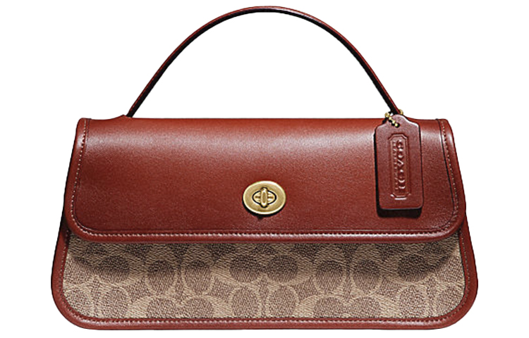 Замковый кожаный холщовый вращающийся замок женская сумка через плечо, коричневая желтая ржавая COACH
Замковый кожаный холщовый вращающийся замок женская сумка через плечо, коричневая желтая ржавая COACH