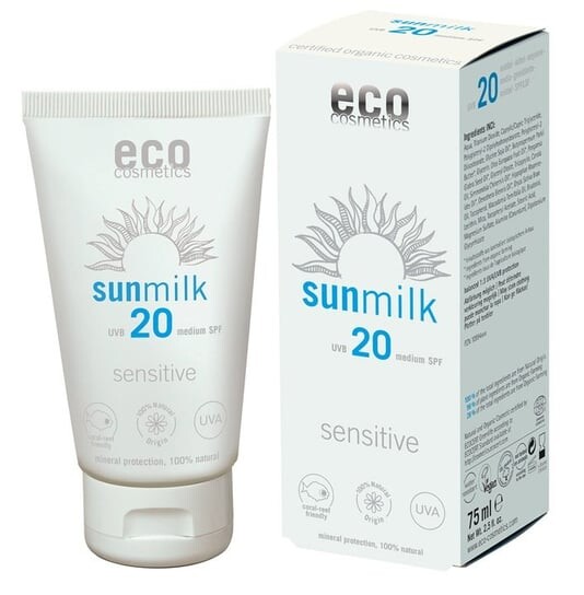 Эко косметика, Солнцезащитный лосьон, SPF 20 Sensitive, Eco Cosmetics
Эко косметика, Солнцезащитный лосьон, SPF 20 Sensitive, Eco Cosmetics
