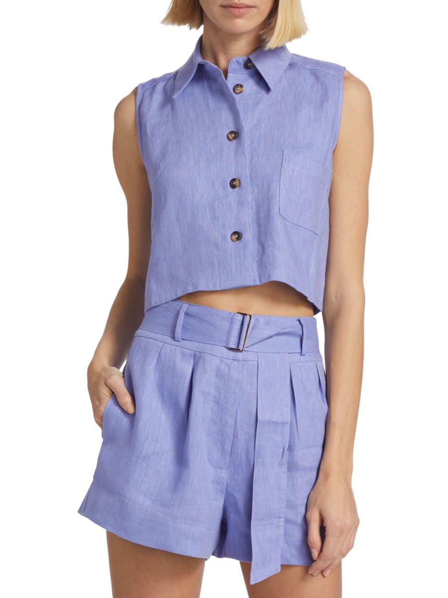 Укороченная рубашка без рукавов Katja Hevron, цвет Dusty Blue
Укороченная рубашка без рукавов Katja Hevron, цвет Dusty Blue