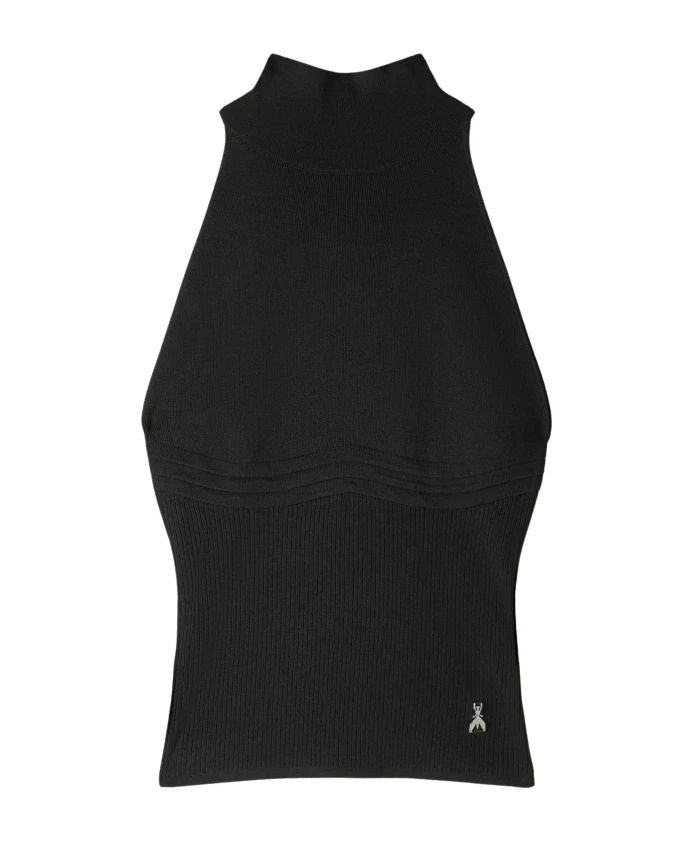 Вязаный топ без рукавов с высоким воротником Patrizia Pepe, черный
Вязаный топ без рукавов с высоким воротником Patrizia Pepe, черный