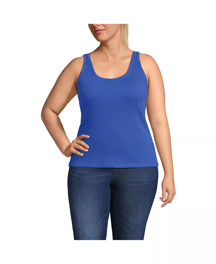 Майка больших размеров с узким вырезом и лацканами Lands' End, синий
Майка больших размеров с узким вырезом и лацканами Lands' End, синий